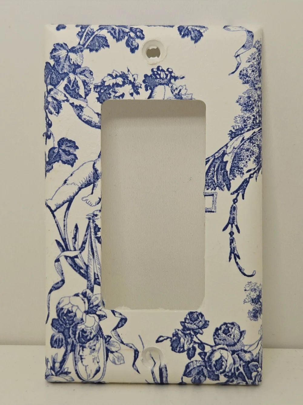 Blue Toile Decorative Light Switch Plate and Outlet Cover Set - Home Wall Decor